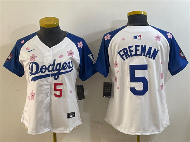 Youth Los Angeles Dodgers #5 Freddie Freeman White/Royal 2025 Tokyo Series Limited Stitched Baseball Jersey